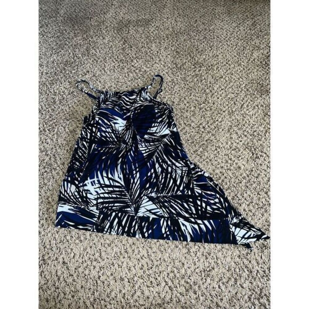 Dream suit‎ tankini top black,blue and white leaf design size 8